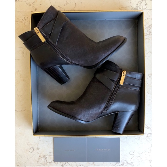 Louise et Cie Lo Ranier Brown Truffle Leather Heeled Booties/ Ankle Boots - Picture 4 of 17